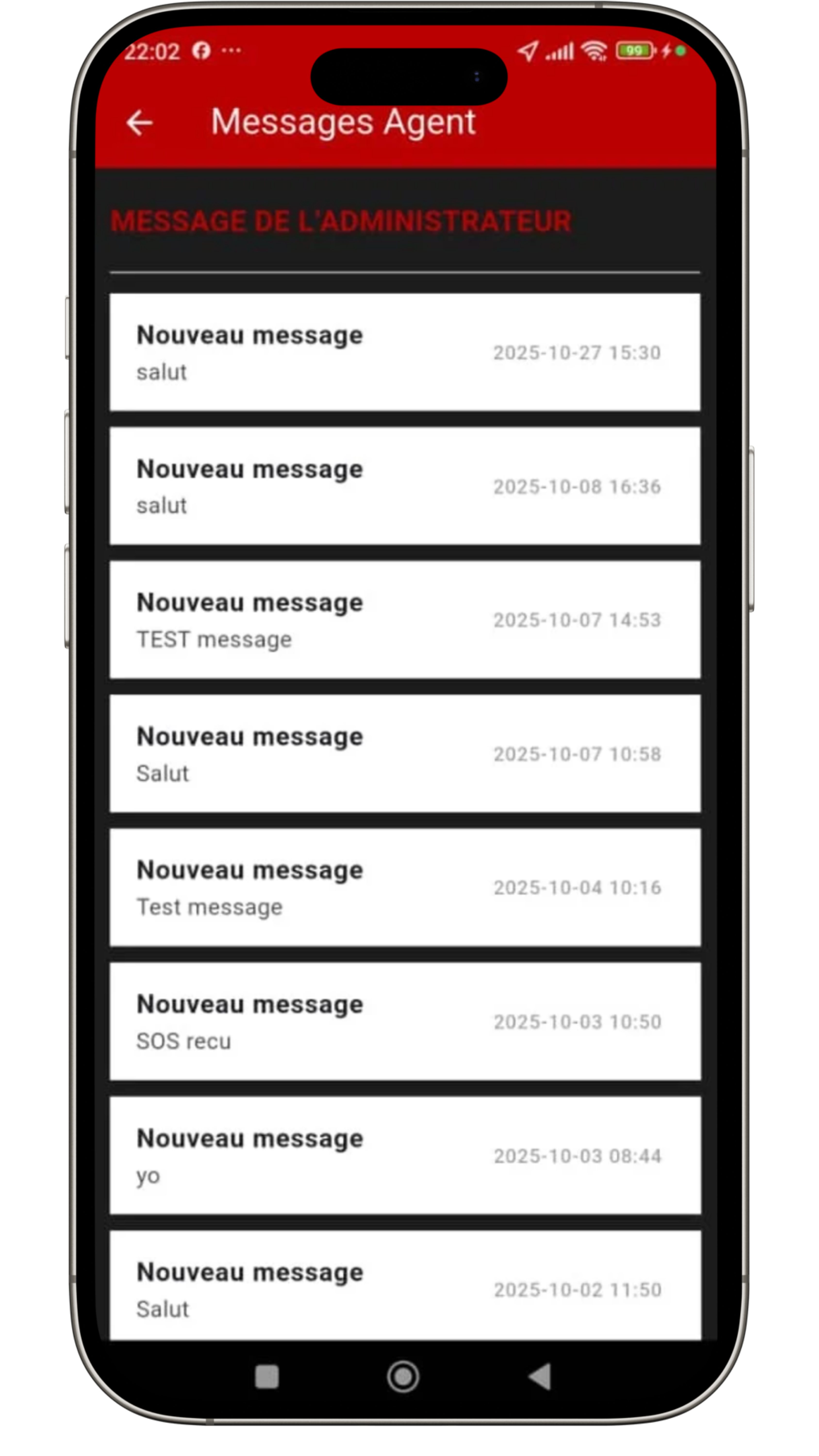Tableau de bord de suivi des messages SecureLink